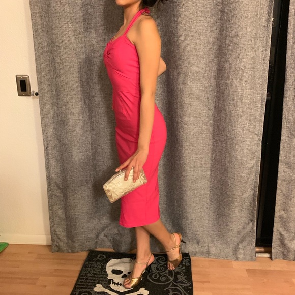 RockSteady Dresses & Skirts - Rock Steady Hot Pink Pencil Halter Dress Pinup